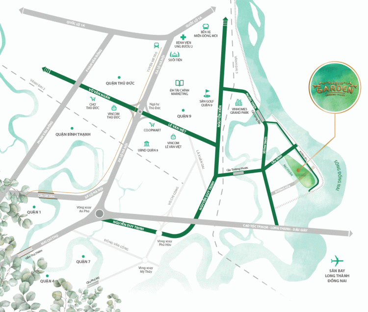Vị trí chiến lược của Saigon Garden Riverside Village Quận 9