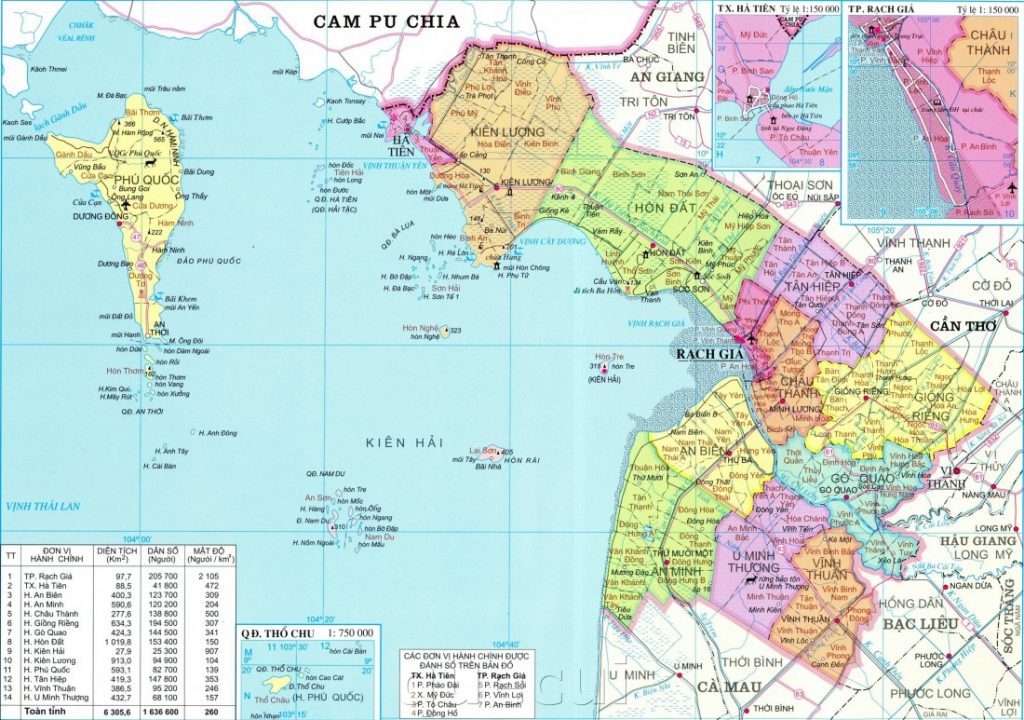 Bản đồ quy hoạch hành chính Kiên Giang