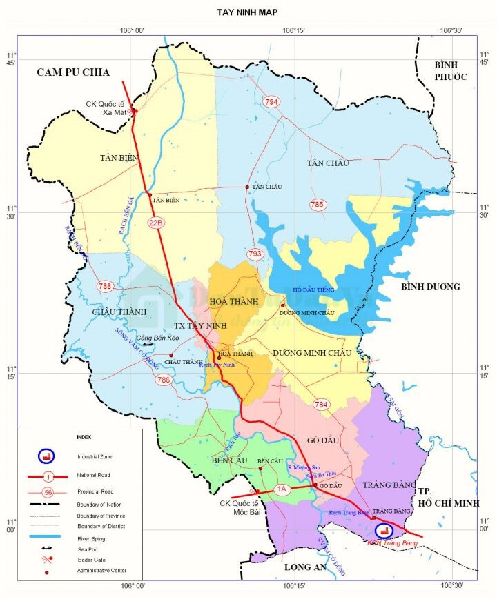 Bản đồ hành chính Tây Ninh