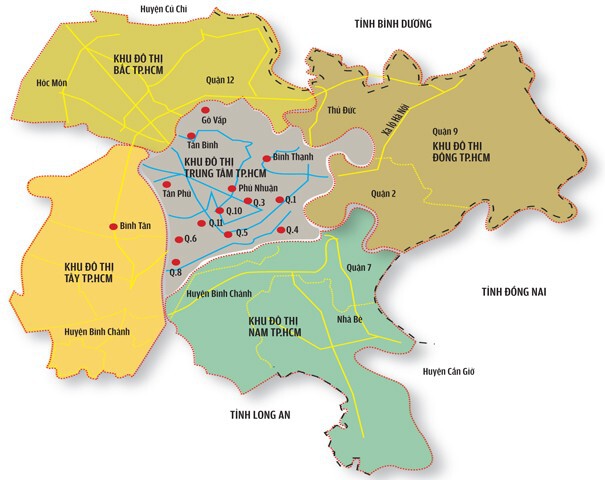 Bản đồ quy hoạch các quận TP HCM mới nhất
