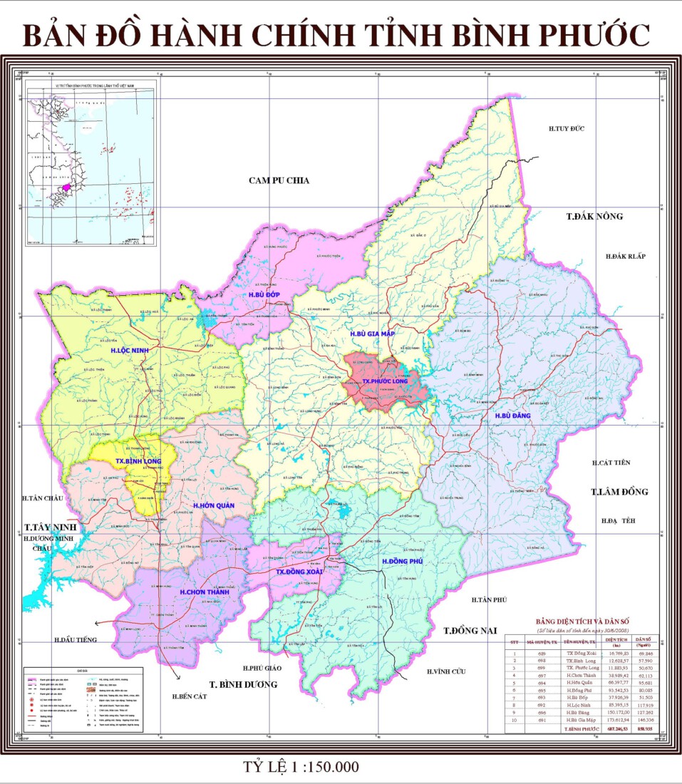 Bản đồ hành chính tỉnh Bình Phước & thông tin quy hoạch mới nhất 2021