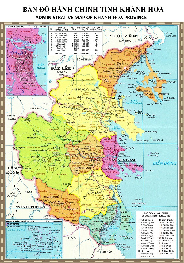 Bản đồ hành chính tỉnh Khánh Hòa