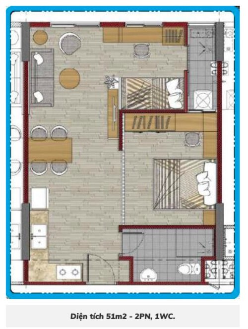 Thiết kế căn hộ Ehome Southgate 51m2