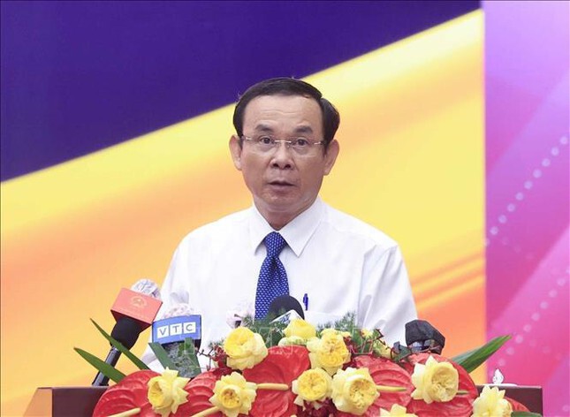 Bí thư Thành uỷ TPHCM Nguyễn Văn Nên phát biểu tại hội nghị xúc tiến đầu tư 