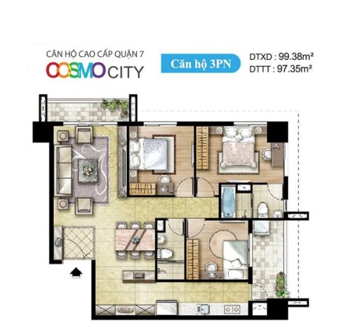 Thiết kế căn hộ Cosmo 3