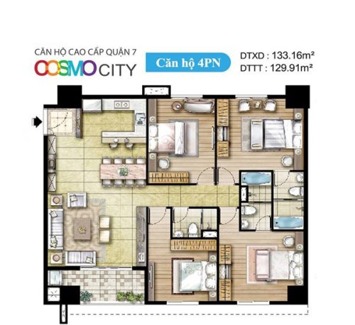 Thiết kế căn hộ Cosmo 6