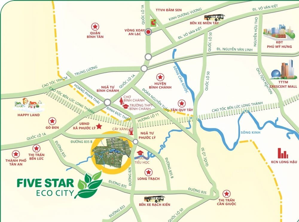 dự án là một trong những dự án đất nền Long An có khu đô thị quy mô lớn nhất của tỉnh