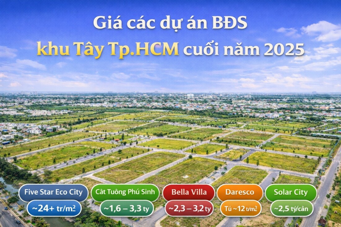 Giá các dự án BDS khu Tây TP.HCm cuối năm 2025
